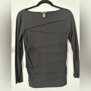 Apostrophe Black Banded Layered Top XS/S